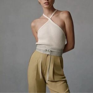 Anthropologie Beige Ribbed Halter Tank